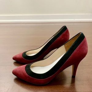 Ron White Burgundy & Black Velvet Pumps
